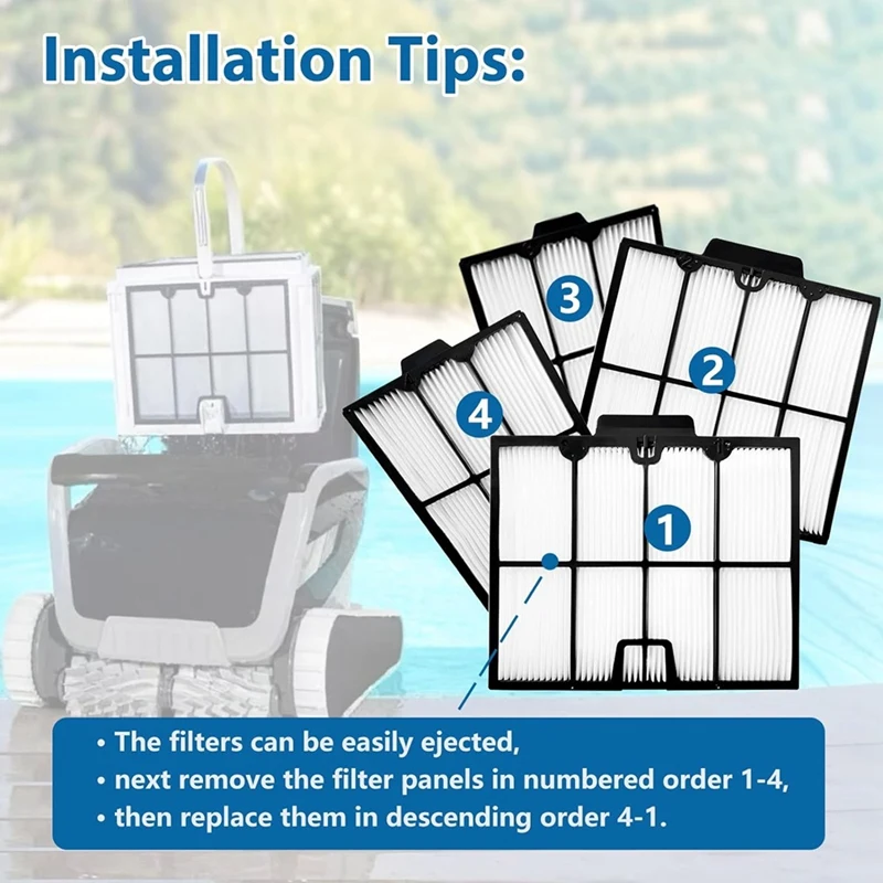 9991467-R4 Ultra-Fine Filter Panels Replacement For Dolphin Robotic Pool Vacuum Cleaner Explorer E70, Proteus DX4