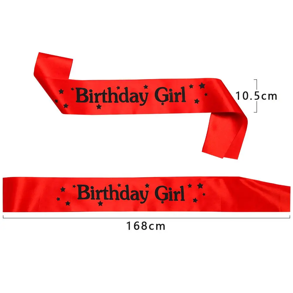 Fashion Glitter Happy Birthday Ribbons Satin Sash Birthday Girl Shoulder Girdle