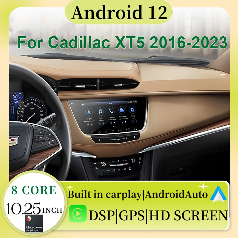 Android 12 Car Radio Central Multimidia Video Player Streeo Wireless Carplay Auto LCD Screen For Cadillac XT5 XT6 2016-2023