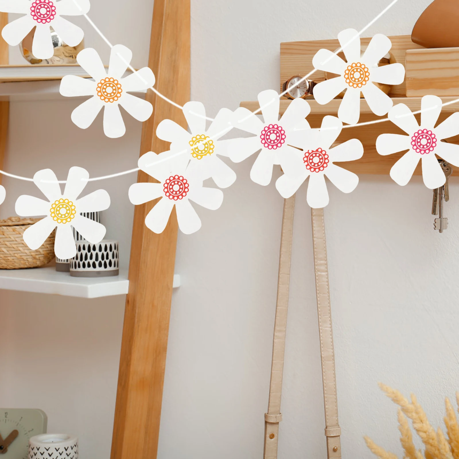 

5 Pieces Flower Banner Decorative Hanging Flags for Birthday Party Home Kindergarten Classroom Decor daisy banner party