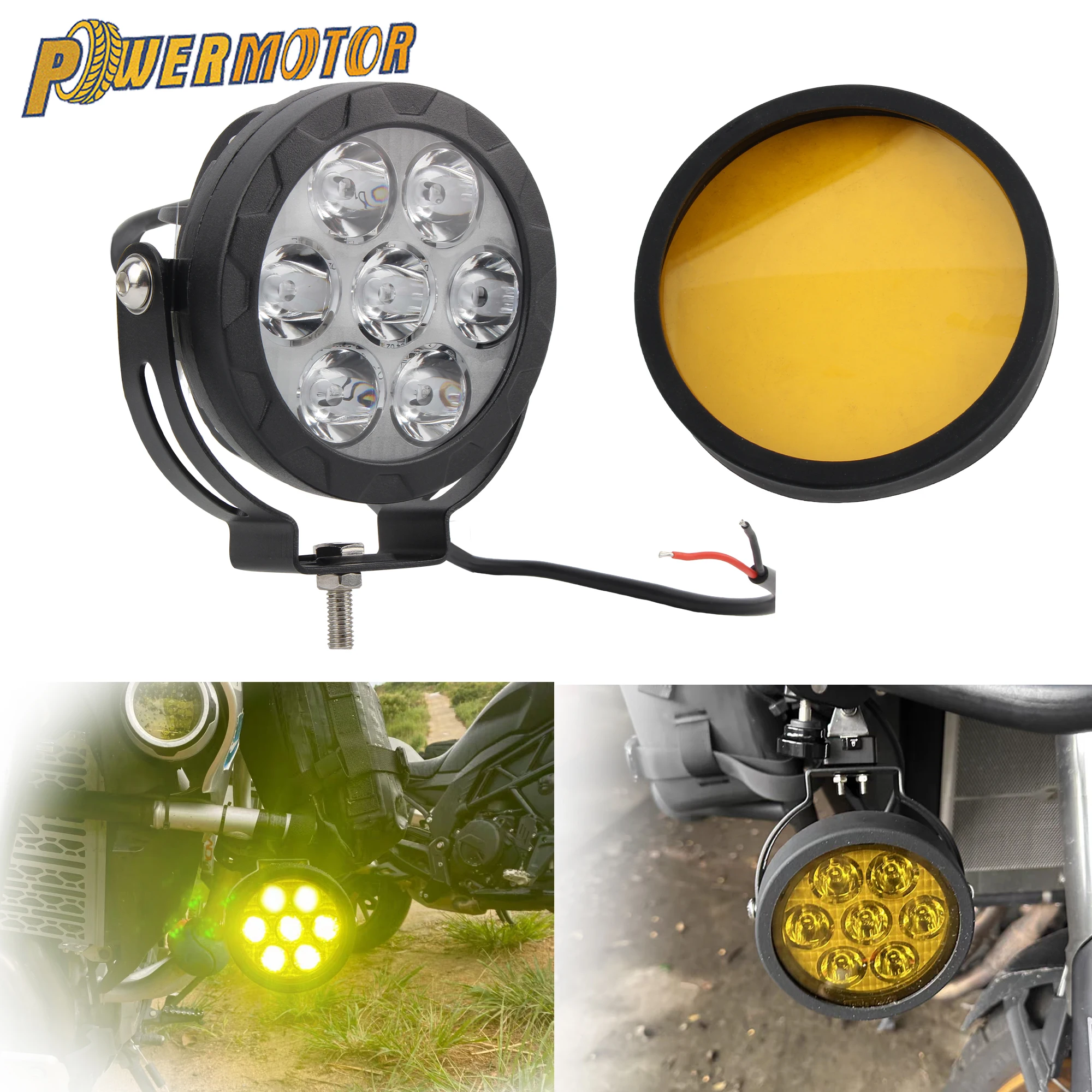 

For BMW R1200GS ADV F800GS F650 K1200S Motorcycle Foglight 4.5 Inch LED Auxiliary Spotlight With Yellow Filter Motorbike Parts