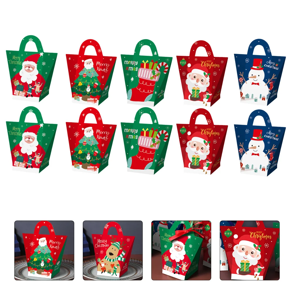 10 Pcs Christmas Candy Box Packaging Bags Random Free Shipping Gift Tote Presents Basket