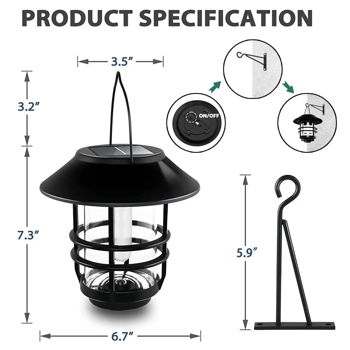 Lanterna pendurada solar inoxidável ao ar livre, Flickering Flames, Vidro pesado impermeável, Luz para Wall Fence, Pátio P, 1Pc