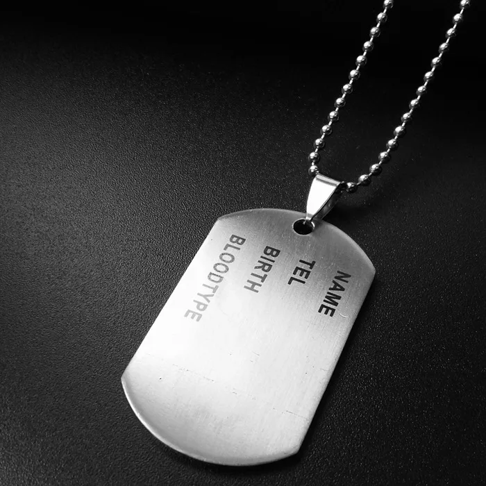 New Army Tag Badge Name Pet dog tag Pendant Men\'s Metal Color Stainless Steel Chain Necklace Charm Men Jewelry Gift chains