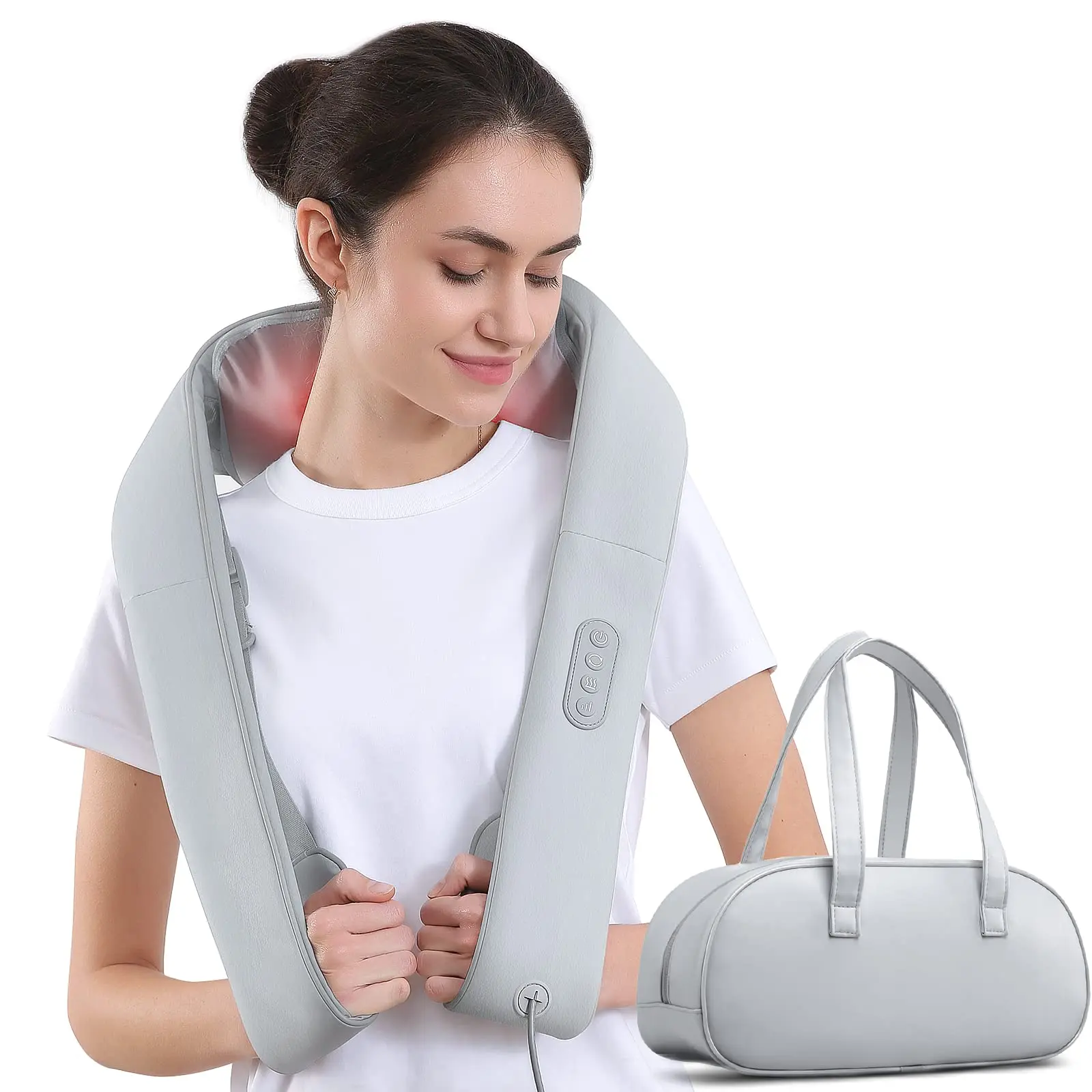 

U Shape Electrical Shiatsu Back Neck Shoulder Body Massager Infrared Heated 4D Kneading Car/Home Massage Shawl Device