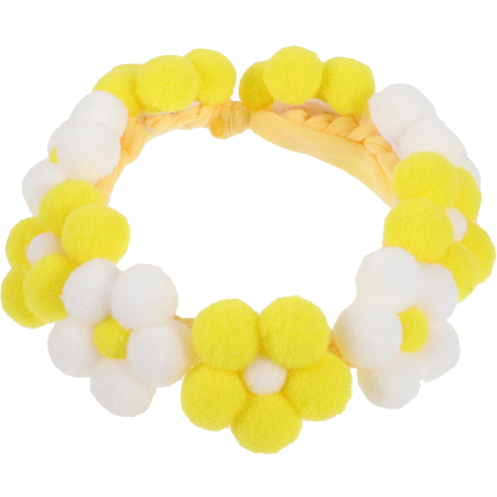 

Pet Collar Handmade Knitted Dog Cat Accessories Hairball Flower Yellow White M Small Medium Large Holiday Stylish Decorative
