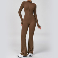 Women Sports Jumpsuits with Zipper Tracksuits Yoga Pants Bodysuits Workout Fitness Gym Training Athletic Tights Suits Sportswear