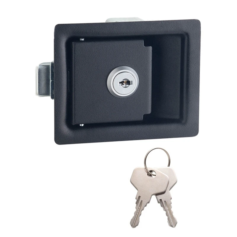 Upgraded RV Door Lock Black Trailer Door Lock with Paddle Entrance Door for Latch for Trailer