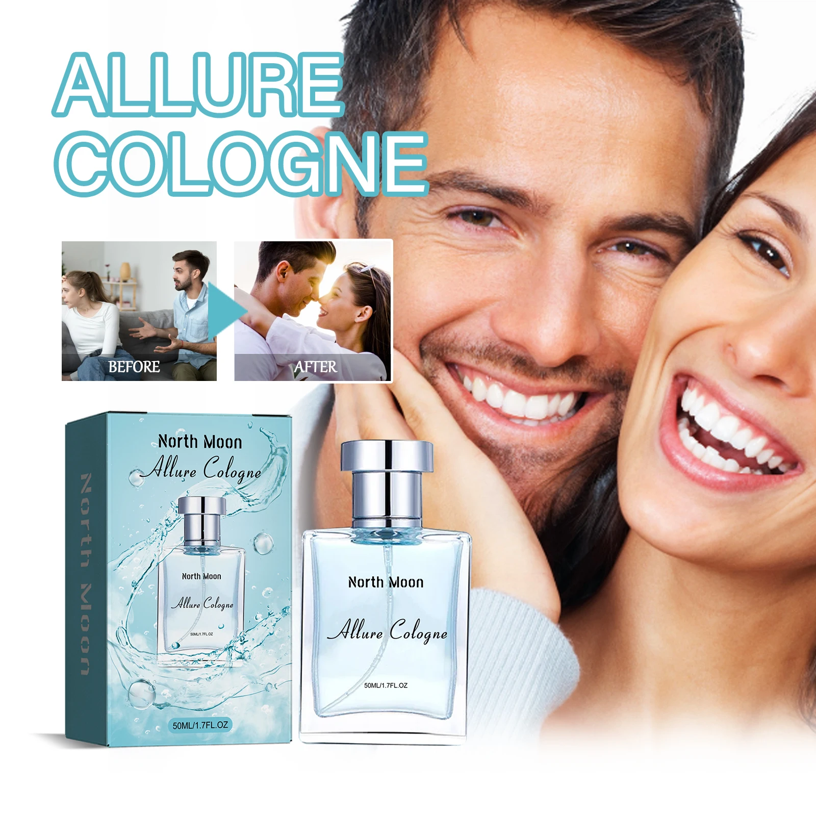 NORTH MOON Allure Colonia 50ML 1,7 oz Perfume Charm Libera fragancias suaves, refrescantes y ligeras, naturales y portátiles con