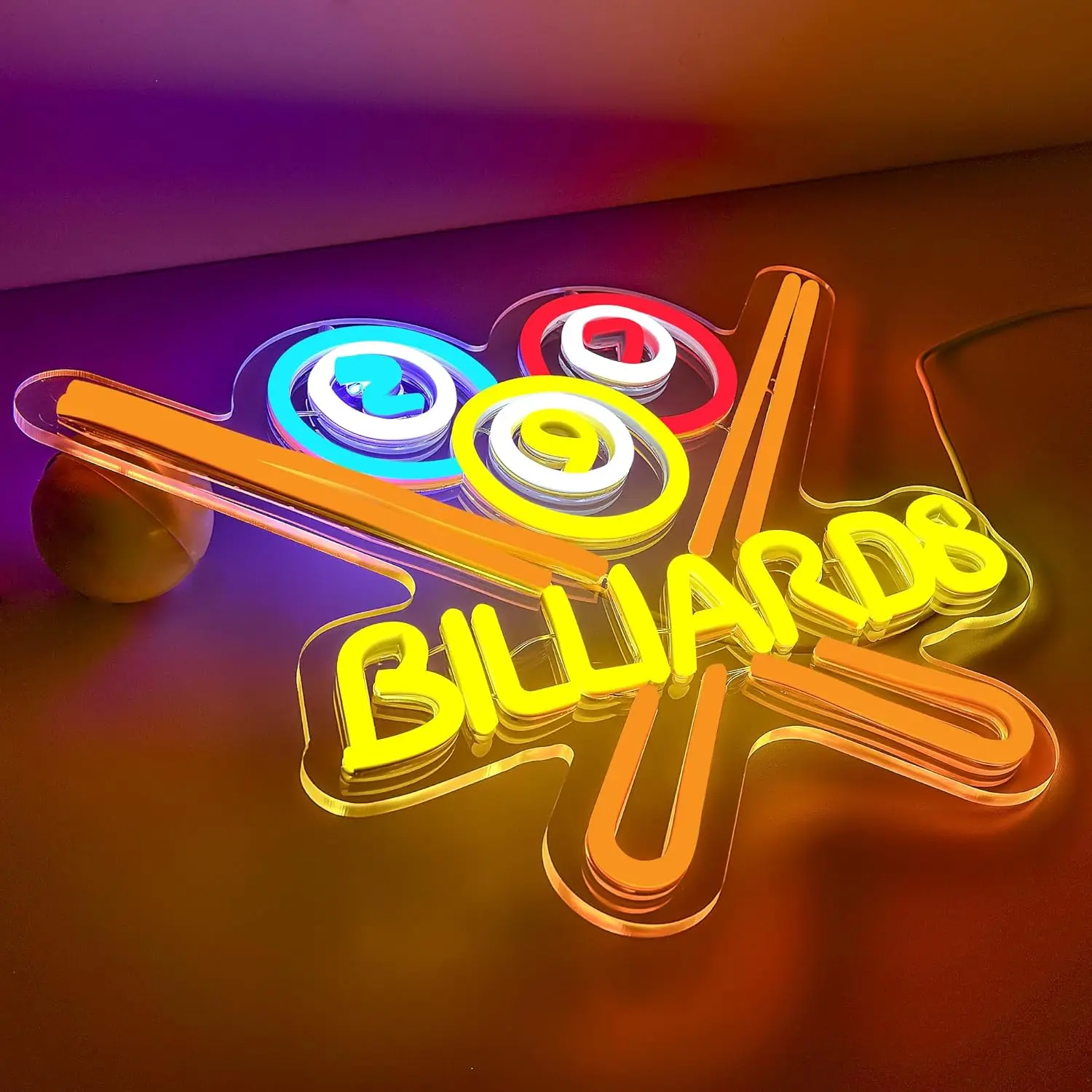 Billiards Neon Sign LED Neon Light for Billiards Lover Present Gym Bar Snooker Club Billiards Room Man Cave Wall Decor Gift