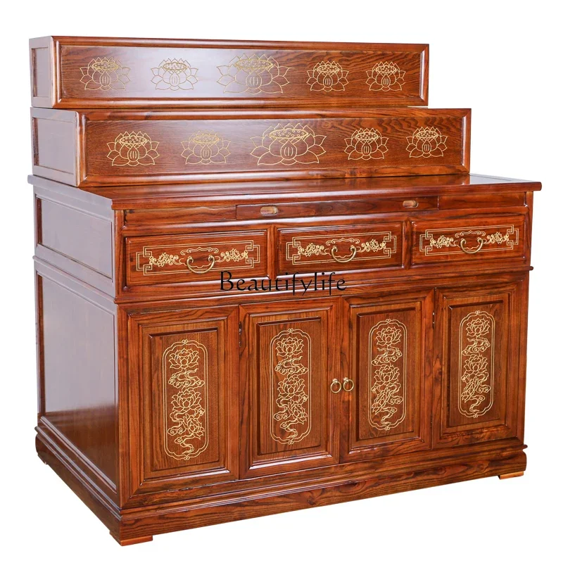 

Solid wood table Buddhist platform household Buddhist niche Tibetan furniture Buddha three layers