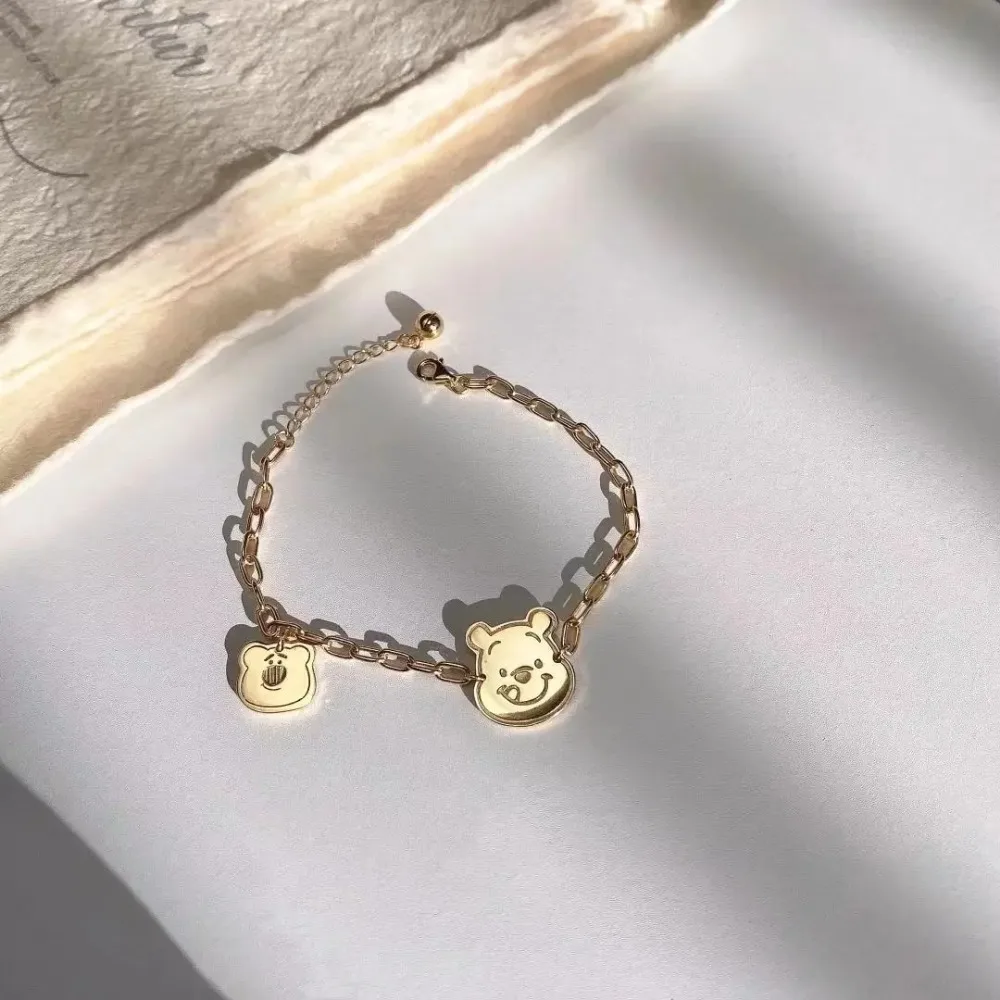 Disney Necklace Winnie The Pooh Clavicle Chain Female Cartoon Bracelet INS Style Gift Accessories Kawaii Beauty Decoration Girls