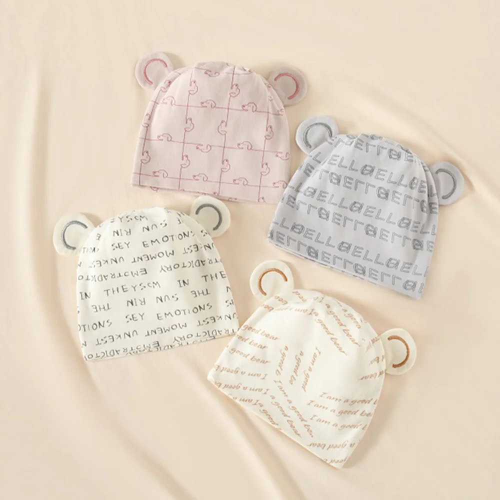 Newborn Bonnet Cotton Cute Letter Print Spring Autumn Baby Girl Hat 0-3 Months Hospital Outdoor Newborn Boy Caps