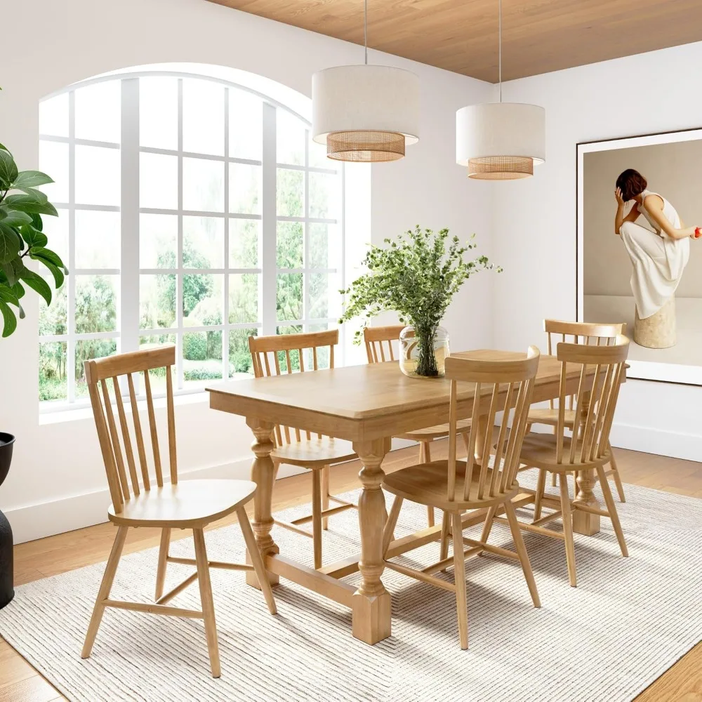 Esszimmerstühle der Windsor Collection, 2er-Set, Übergangsstil, Spindeldesign mit hoher Rückenlehne, hellbraunes Finish