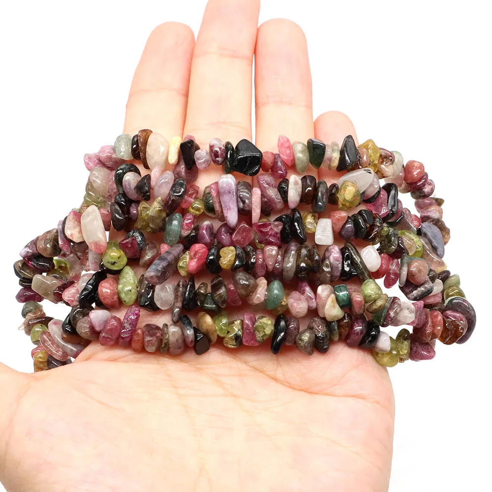 16Inch Natural Color Tourmaline Chips Stone Bead Irregular Gravel Crystals Quartz Beads for Jewelry Making DIY Bracelet Necklace