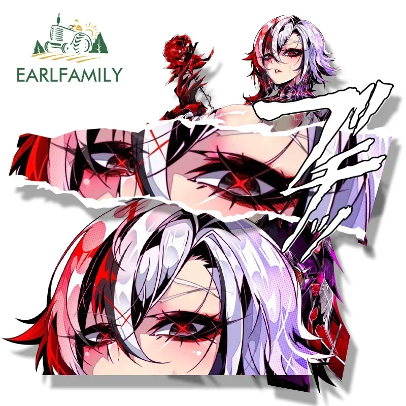 EARLFAMILY Rose Arlecchino Fanart Car Sticker Genshin Impact Tentacle Decal JDM Cartoon Peek Girl Graffiti Sketch Waifu Stickers