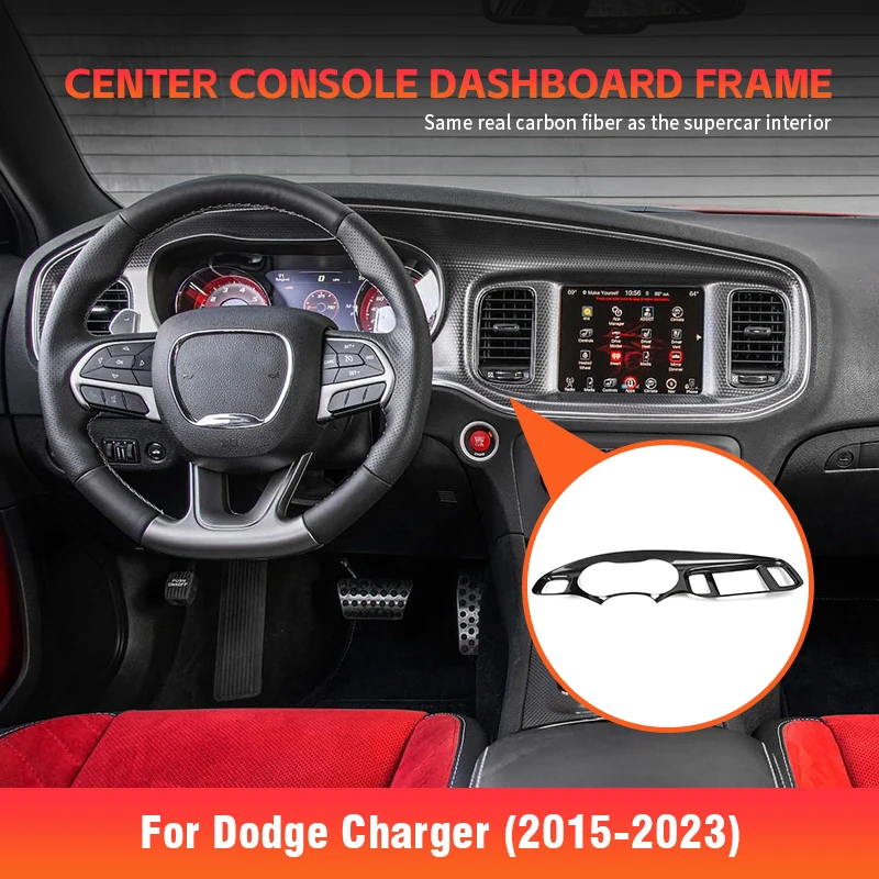 Carbon Fiber Car Interior Accessories Center Console Dashboard Frame for Dodge Charger 2015-2023 Trims Dashboard Kits