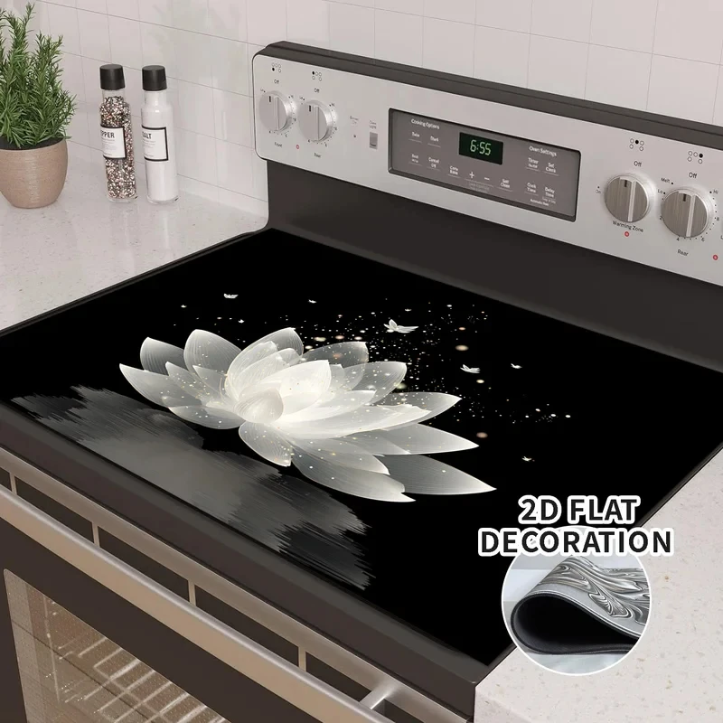 Lotus Butterfly Stove Top Cover Heat Resistant Non Slip Protector Mat for Induction Cooktop Kitchen Decor
