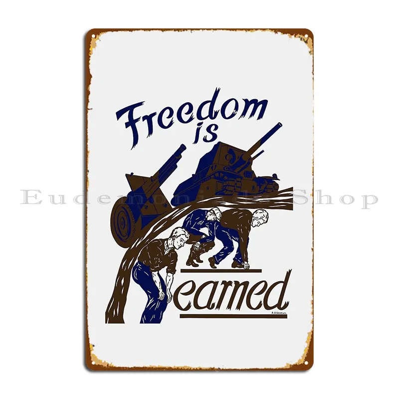 freedom is earned wwii Metal Signs Design Pub Wall Decor Customized Party Club Retro Tin Sign Poster