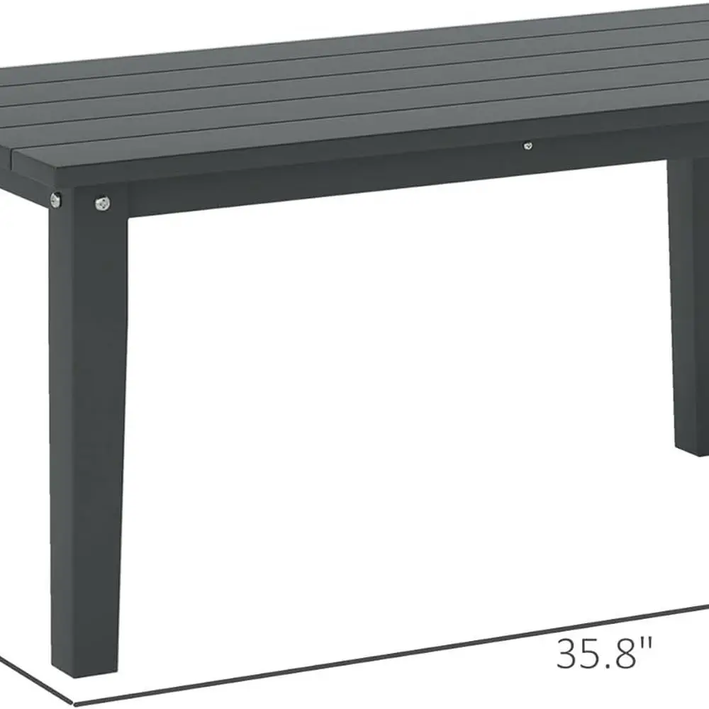 طاولة قهوة مستطيلة HDPE مقاومة للطقس، طاولة خارجية بلاستيكية متينة مع سطح شريحة للحديقة والشرفة والفناء الخلفي، #3