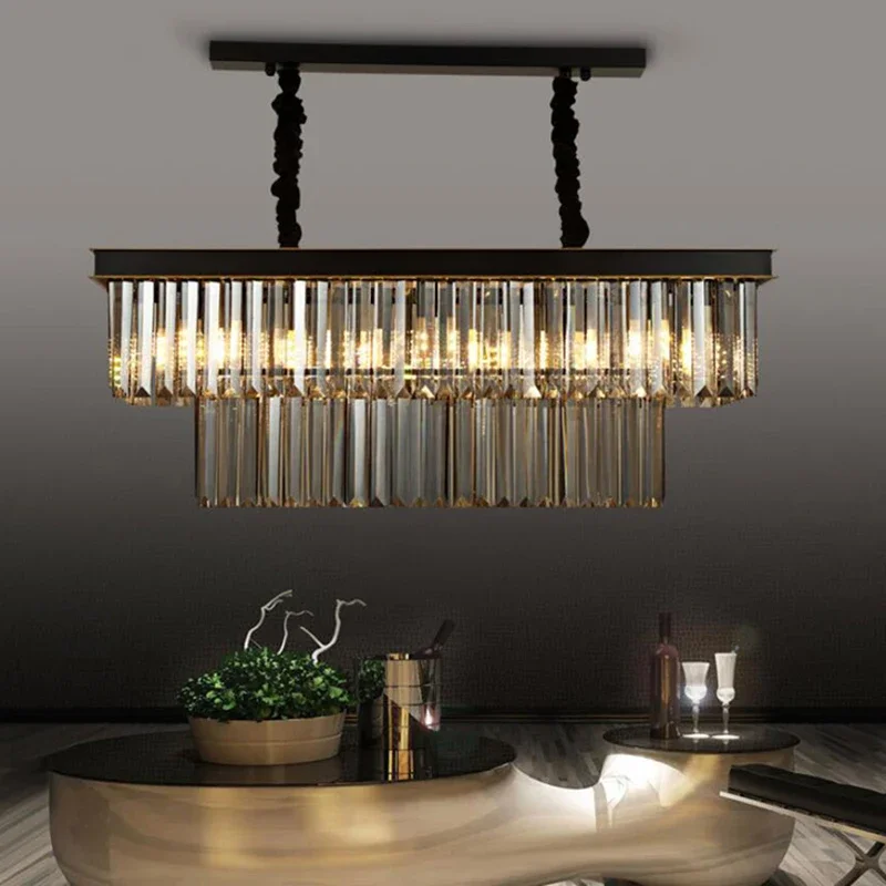 

Dining Table Dining Lamp Chandelier Chandelier Crystal Rectangular Creative Personality Dining Room Lamp Bar Modern Chandelier