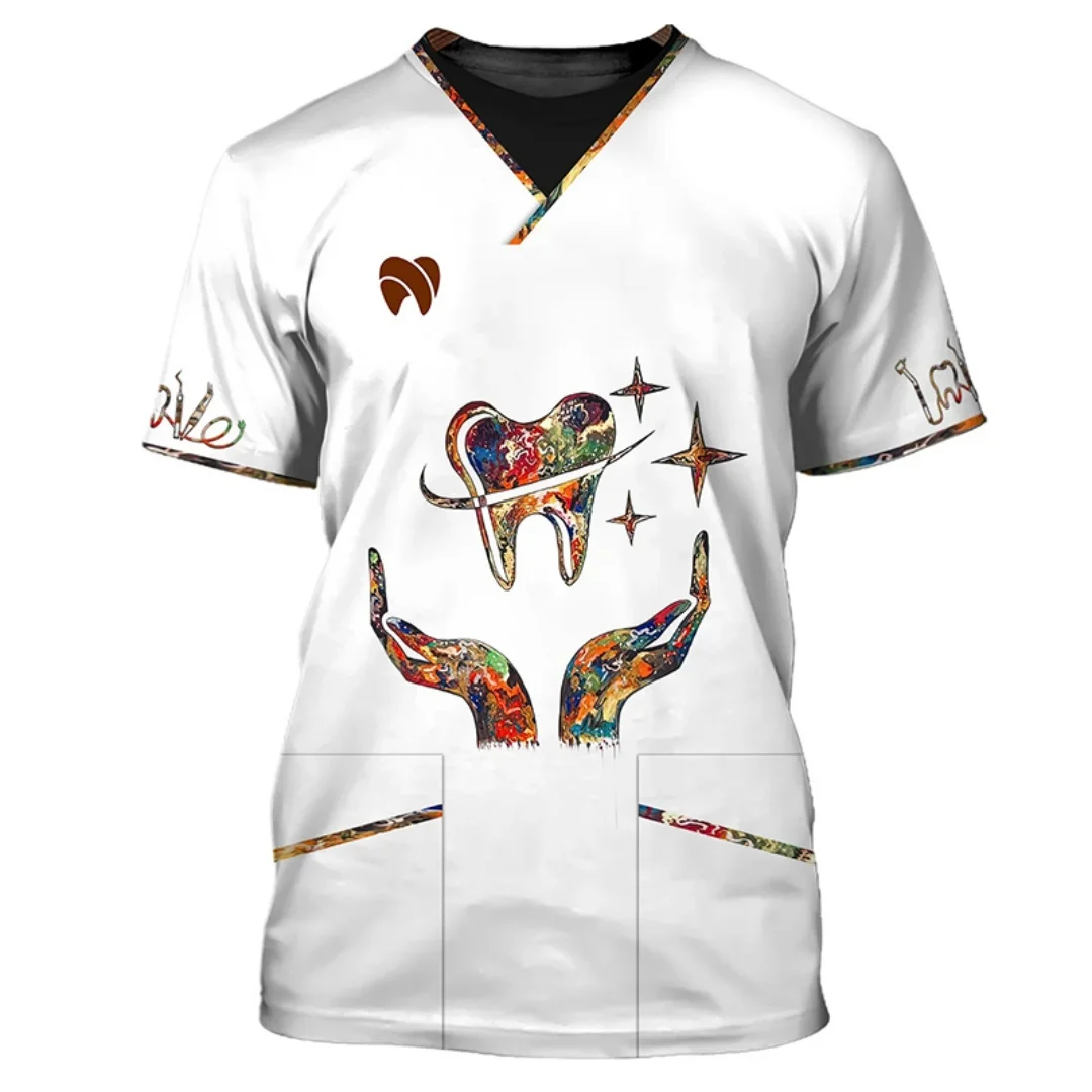 Футболка с рисунком униформы стоматолога, 3D-печать, спортивная, для отдыха, сухая, дышащая и удобная, мужская и женская футболка Y2K