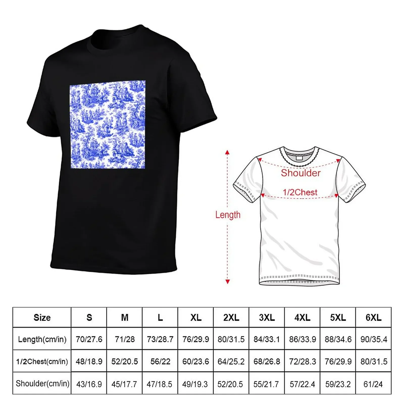 NOMADES Artsy vintage Toile de Jouy - Royal Blue T-Shirt customizeds street wear kawaii clothes shirts men graphic