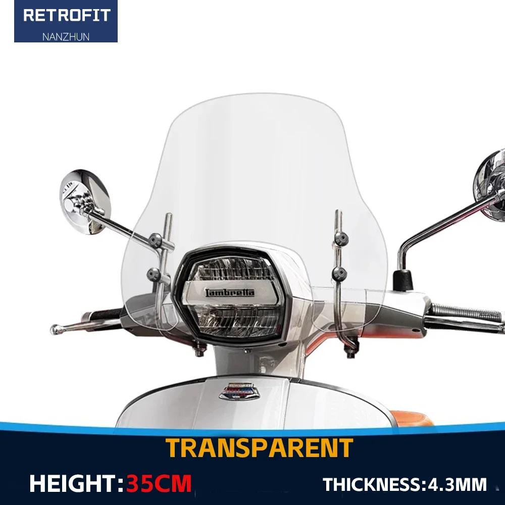 มอเตอร์ไซค์ใหม่สำหรับ lambretta G350 2023กระจกหน้ารถยนต์ด้านหน้าเพิ่มความสูงให้กับกระจกบังลมอุปกรณ์เสริมสำหรับ G350 lambretta