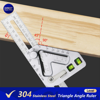 Multifunctional Woodworking Level Triangle Angle Measurment Ruler Stainless Steel Protractor Carpenter Tools Level Protractor