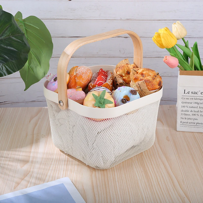 Iron Storage Basket Prevent Fly Mesh Fruit Basket Kitchen Vegetable Fruit Holder Kitchen Supplies Dining Table Decor Storage Box