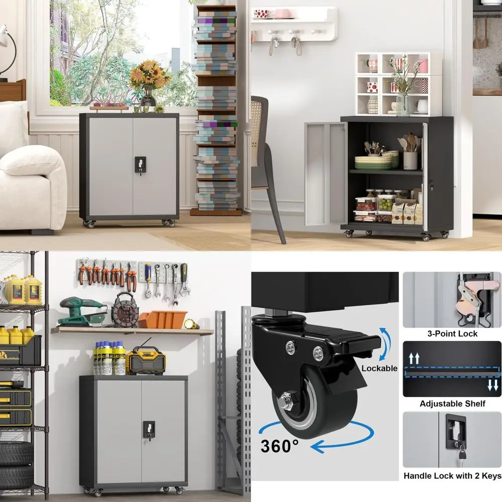 

Мобильные гаражные шкафы с регулируемыми полками и дверцами для хранения вещей в домашнем офисе