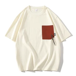 Summer Men's New Fashion T-shirts Ice Printed Contrasting Colors Breathable Patch Designs Daily Casual O-Neck Short Sleeve Tops