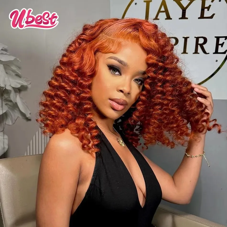 

13X6 Transparent Lace Front Wigs Deep Wave Curly 100％ Human Hair Ginger Brown Colored 5X5 Lace Closure Wig Pre Plucked For Women