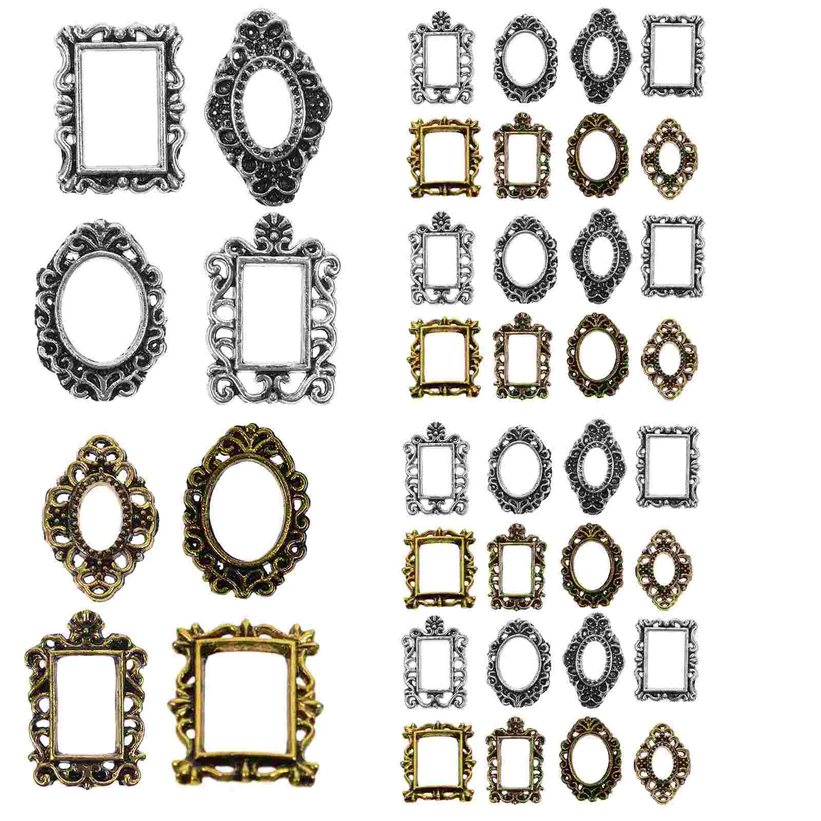 40 Pcs Nail Photo Frame Decor Mini Metal Picture Retro Gold Tractor Alloy Small Vintage Gems