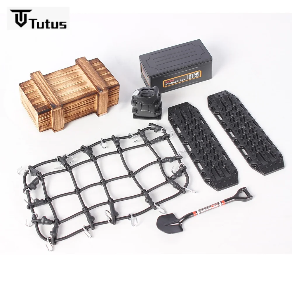 6-in-1-Werkzeugset mit rutschfester Platte, Ladekasten, Kraftstofftank und Schaufel für 1/10 RC Crawler SCX10 TRX4 Upgrade-Teile