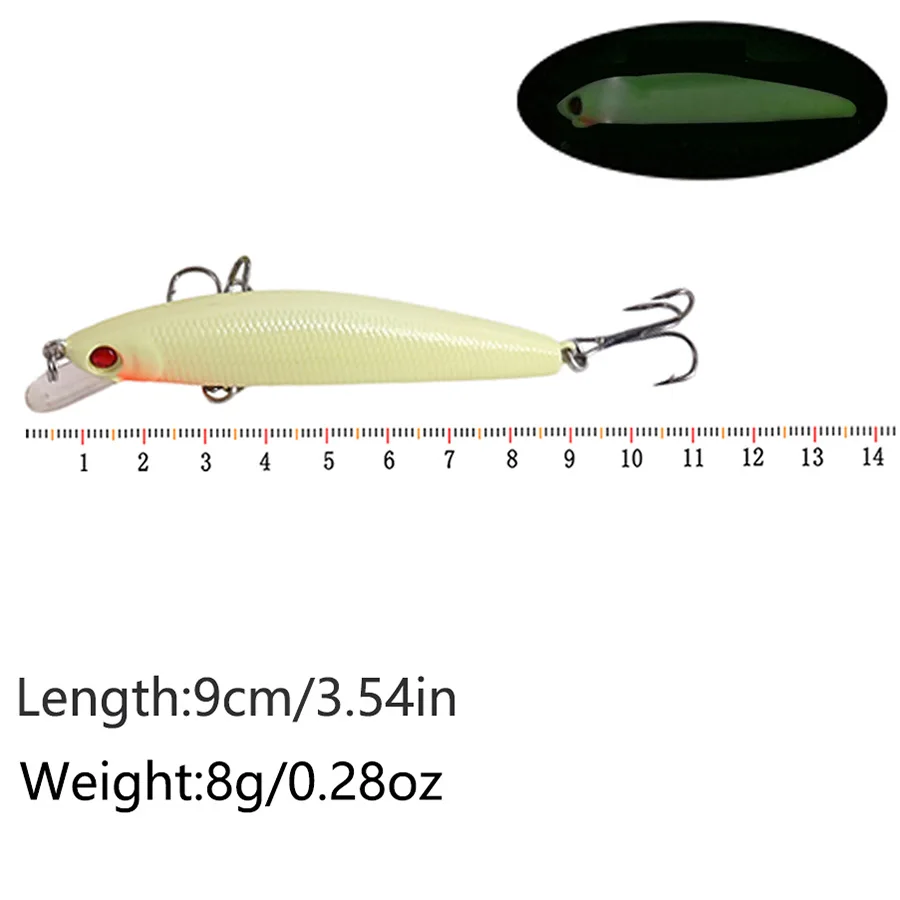 5 قطعة/صندوق ليلة الطعم الثابت عدة الاصطناعي Wobblers ل بايك التصيد الأسماك مضيئة أسماك بوبر كرنك قلم رصاص Vib الصيد السحر مجموعة