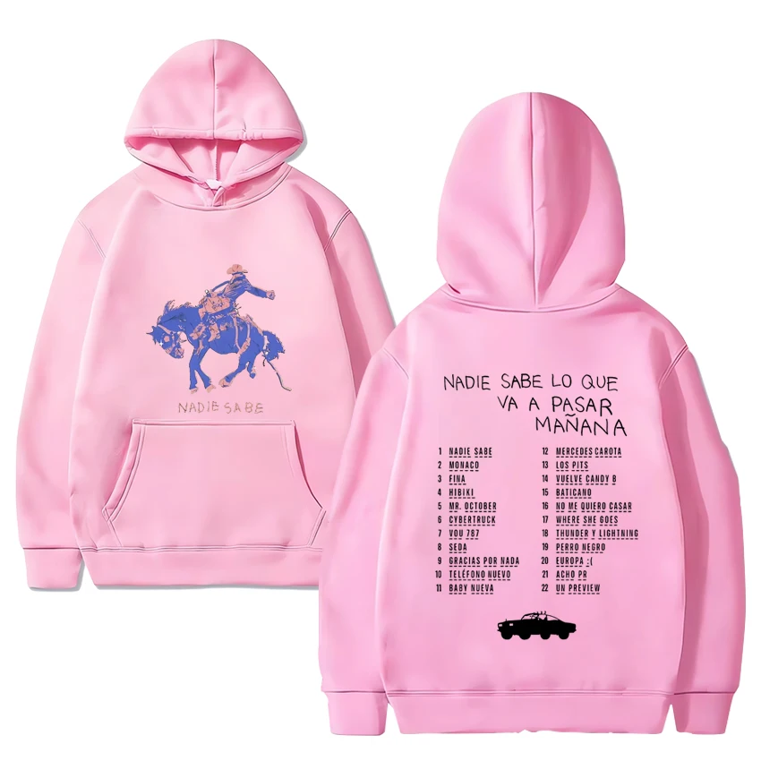 Sweat à capuche imprimé Bad Bunny pour hommes et femmes, pulls à manches longues, sweat-shirt vintage, sweat-shirt décontracté unisexe, Smile, Most Wanted Tour, 2024 Nouveau