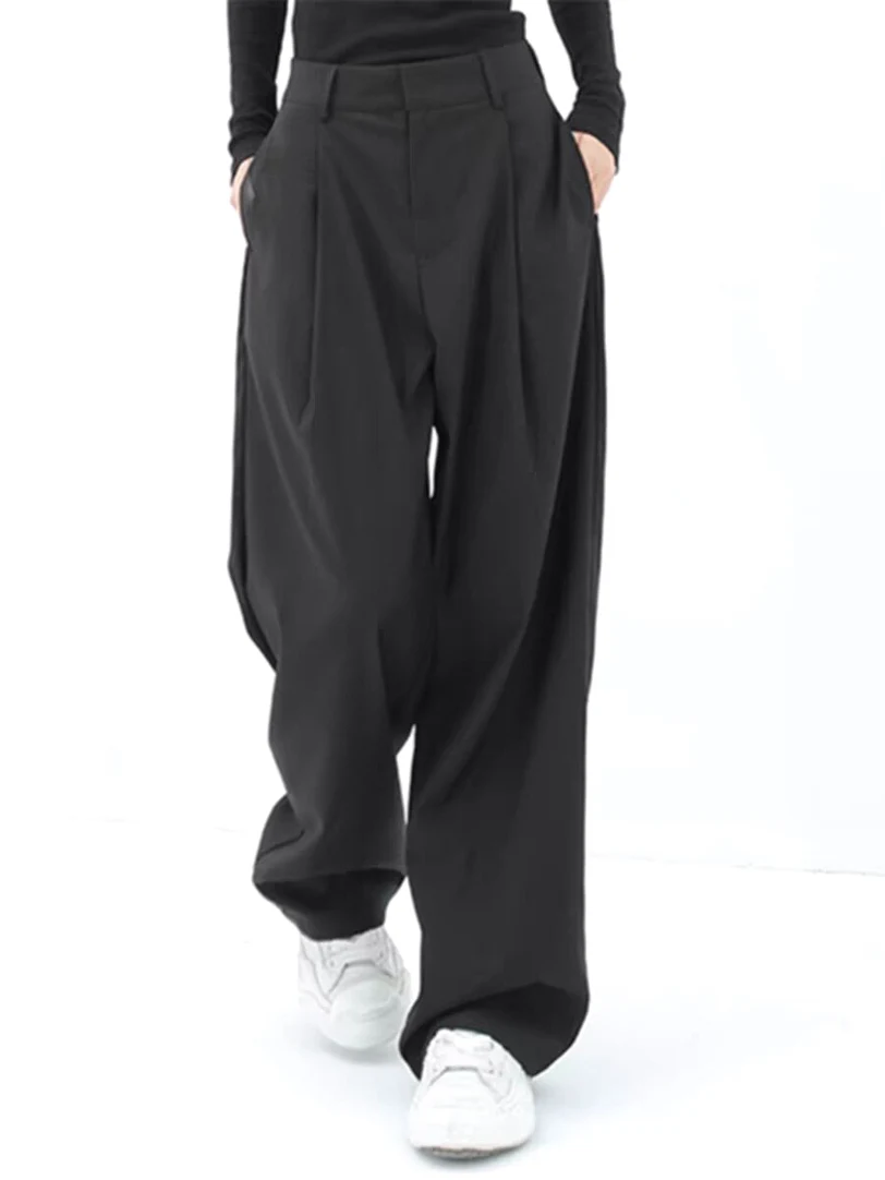 

High Waist k Button Men's West Pants Vicious System Loose Straight Leg Floor-Length Trousers Paris Button Suit Pants Trendy