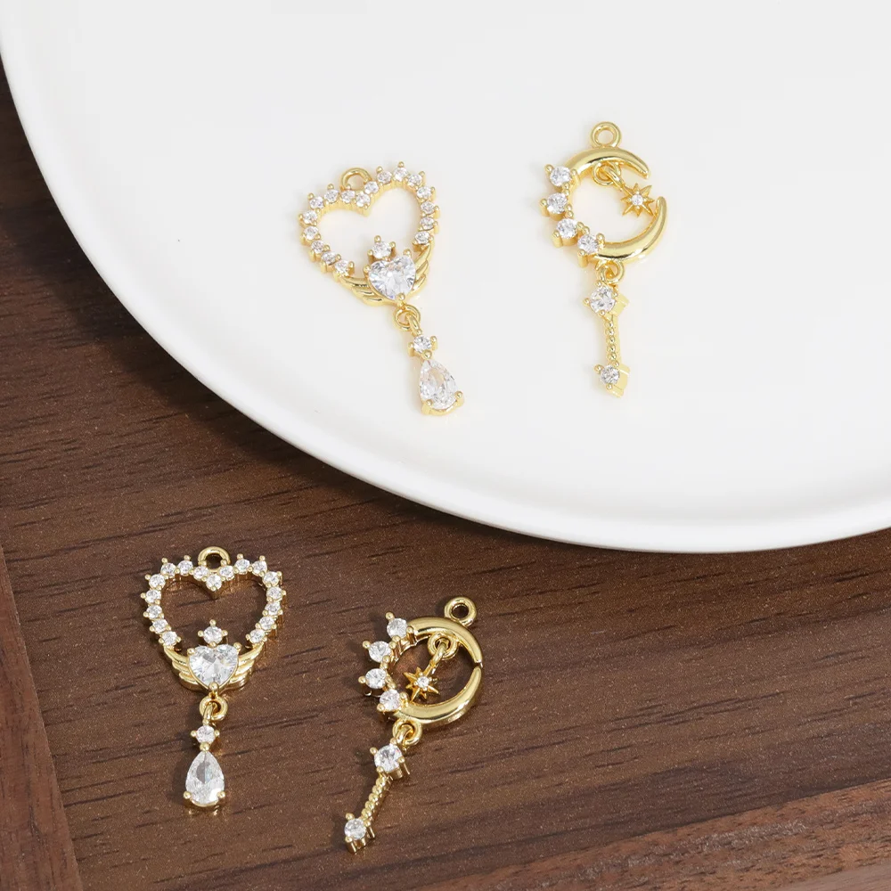 

Сердечный дизайн 50 шт. фурнитура и компоненты для ювелирных изделий/медная подвеска/ручная работа/натуральное золотое покрытие/аксессуары для ожерелья # 194800