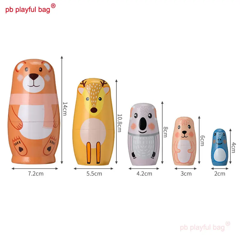 PB borsa giocosa bambola russa orso a 5 strati artigianato in legno per bambini giocattoli per cartoni animati decorare regali adorabili creativi HG203