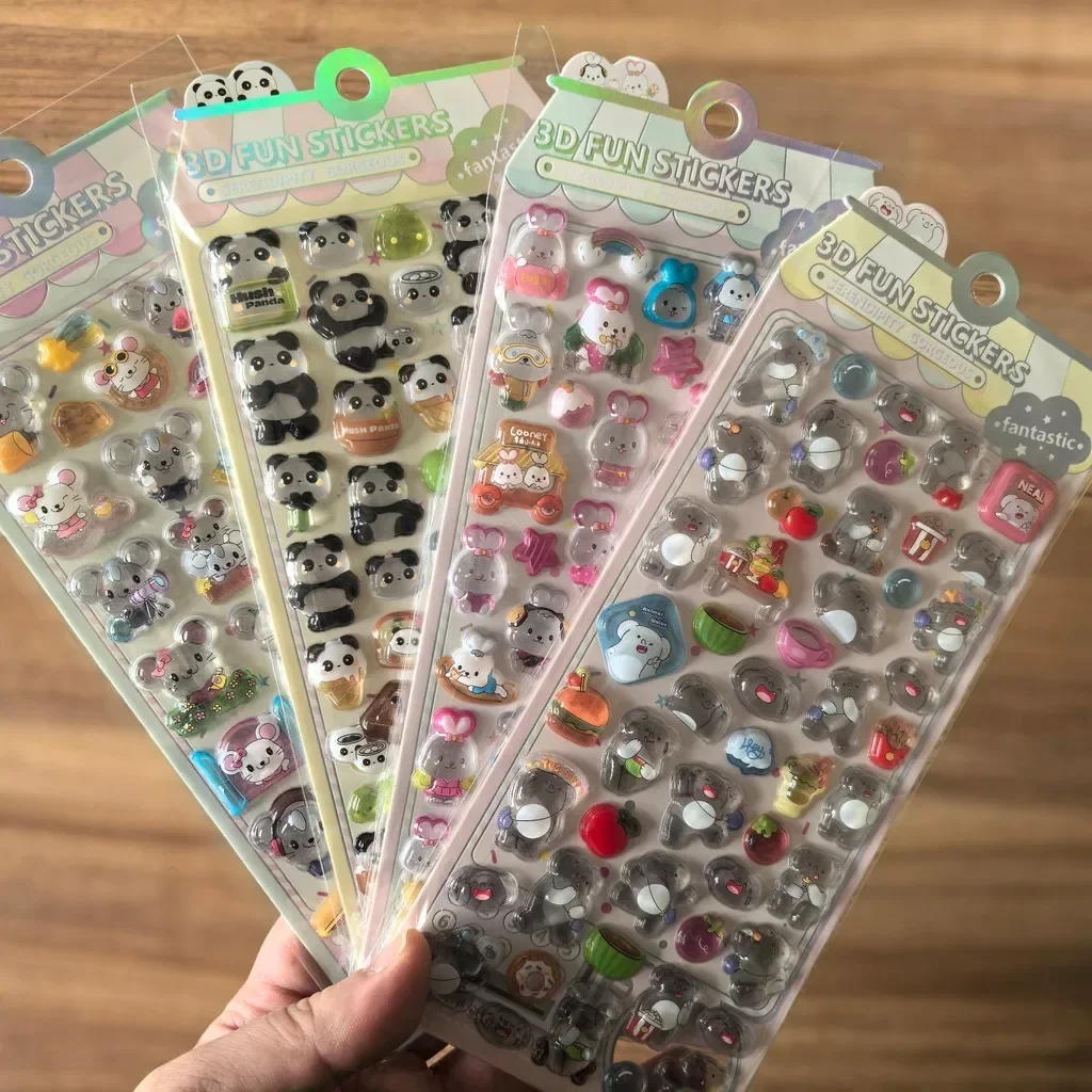 

4 Pcs 3D Embossed Crystal Animal Stickers - Cute Decorative Decals for Backpacks, Pencil Cases, Kids’ Toys Anime Worlds Store