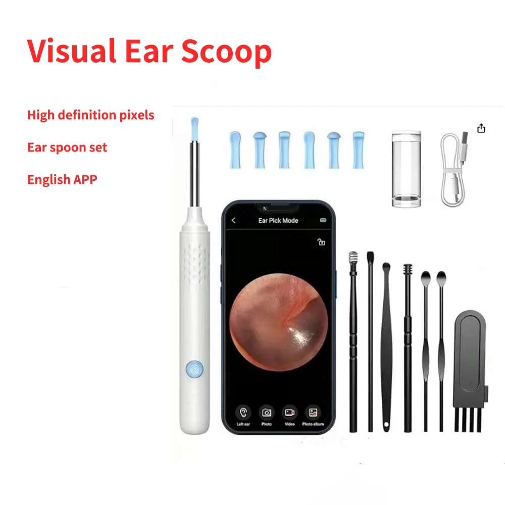 Ear Wax Removal Tool Earwax Removal Endoscope Super Light Lens WiFi Ear Endoscope with LED Lights  for iPhone & Android