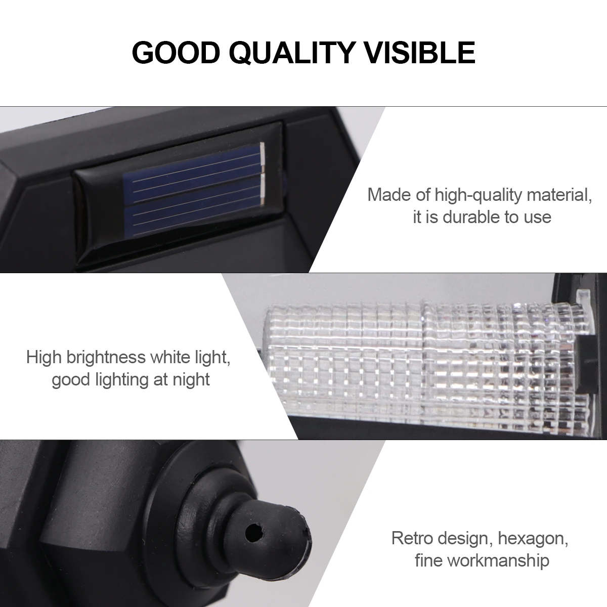 

2Pcs Wall Lamp Solar Powered Vintage Hexagonal Outdoor Yard Garden Wall Light Solar Corridor Lighting High Brightness Energy