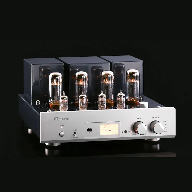 MUZISHARE X5 integrated tube power amplifier vacuum tube 12AX7×2,12AU7×2EL34×4 fever tube amplifier 15W*2RMS with remote control