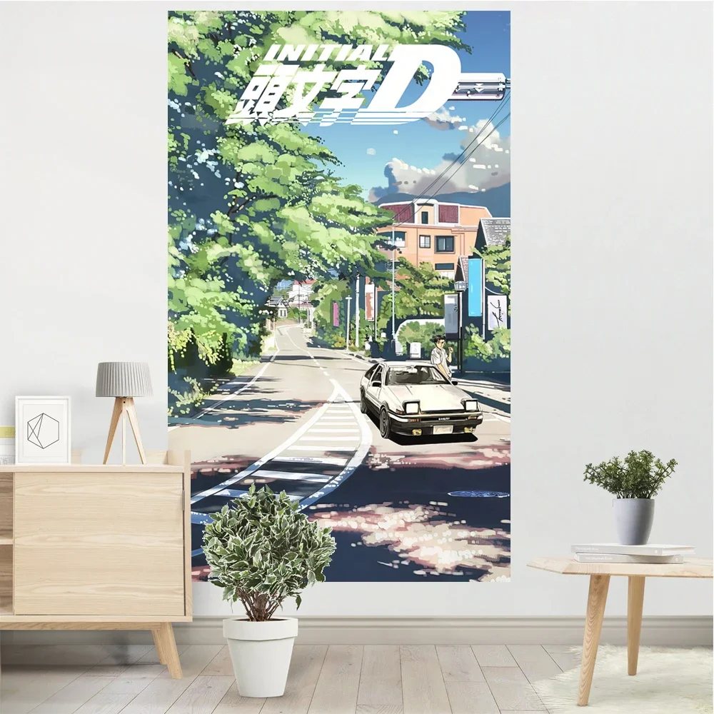 Initial D Mako Super Eurobeat Anime Tapestry Wall Decor Hanging Decoration Home Tapestries Home Decorations Aesthetic