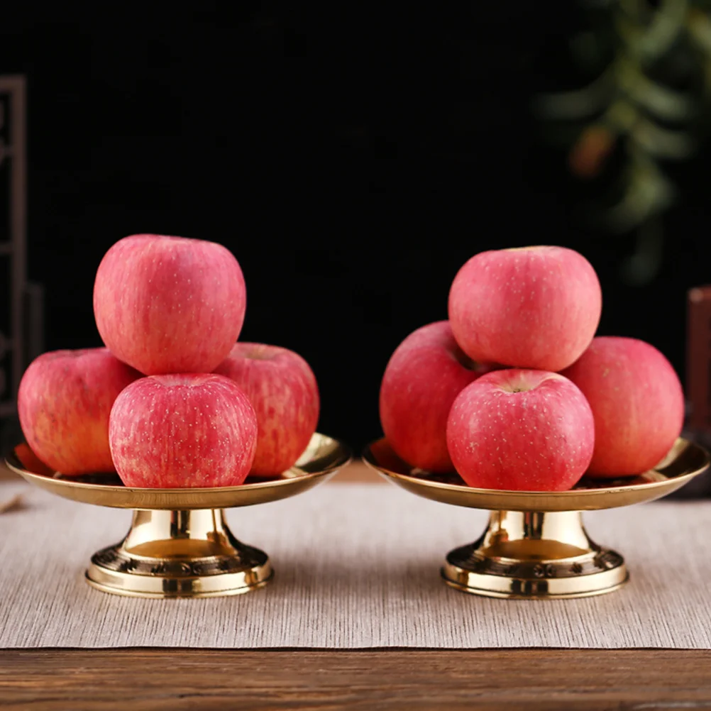 

Lotus Worship Tribute Fruit Plate Golden Exquisite Religious Pedestal Bowl Temple Fruit Holder Buddhist Supplies Retro Offering