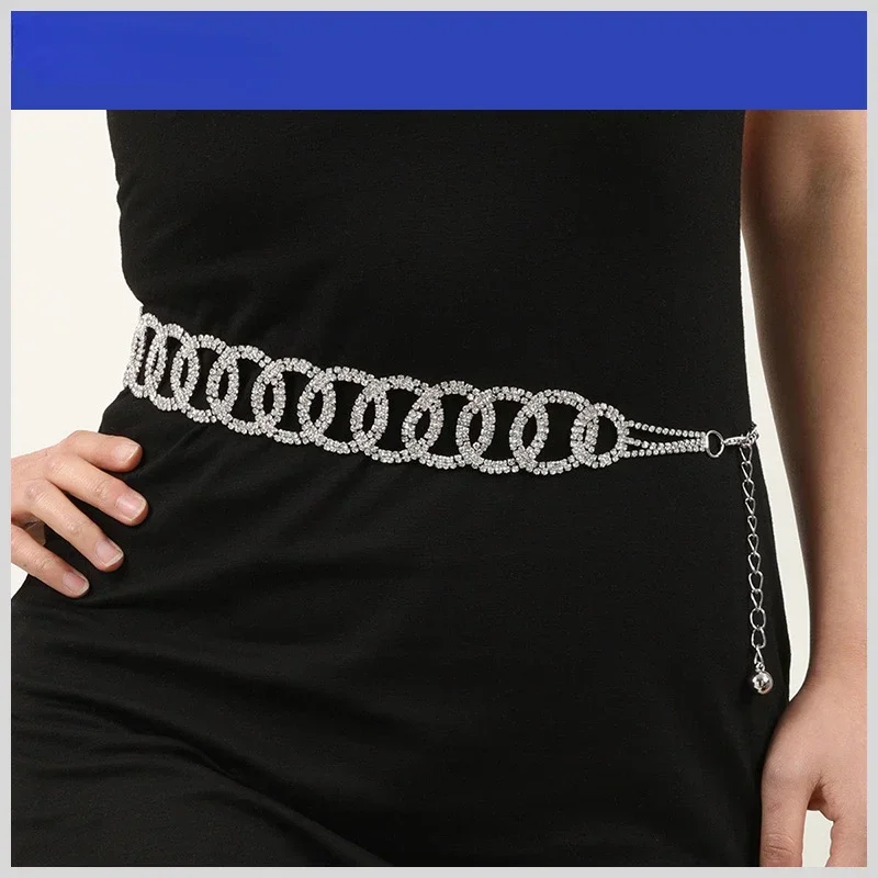 Summer Decorative Pants Chain Crystal Women's Belt Waistband High Waist Chain Belt for Dress Jewelry Belt