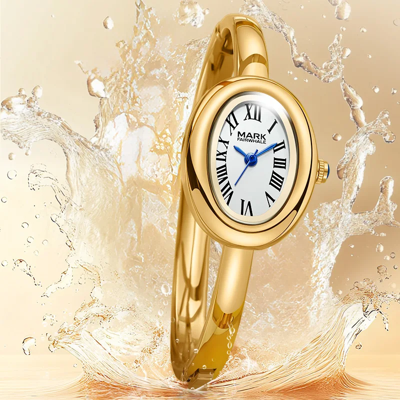 MARK FAIRWHALE Brand 3170 Luxury Ladies Wristwatches Roman Numerals Oval Dial Women Quartz Watches