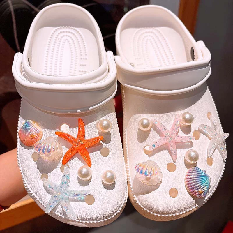 Adornos para Zapatos con Diseño de Conchas Marinas, Rocas de Lava y Estrellas de Mar, Clips para Zapatos de Verano, Sandalias y Pantuflas, Decoraciones, Regalos para Mujer