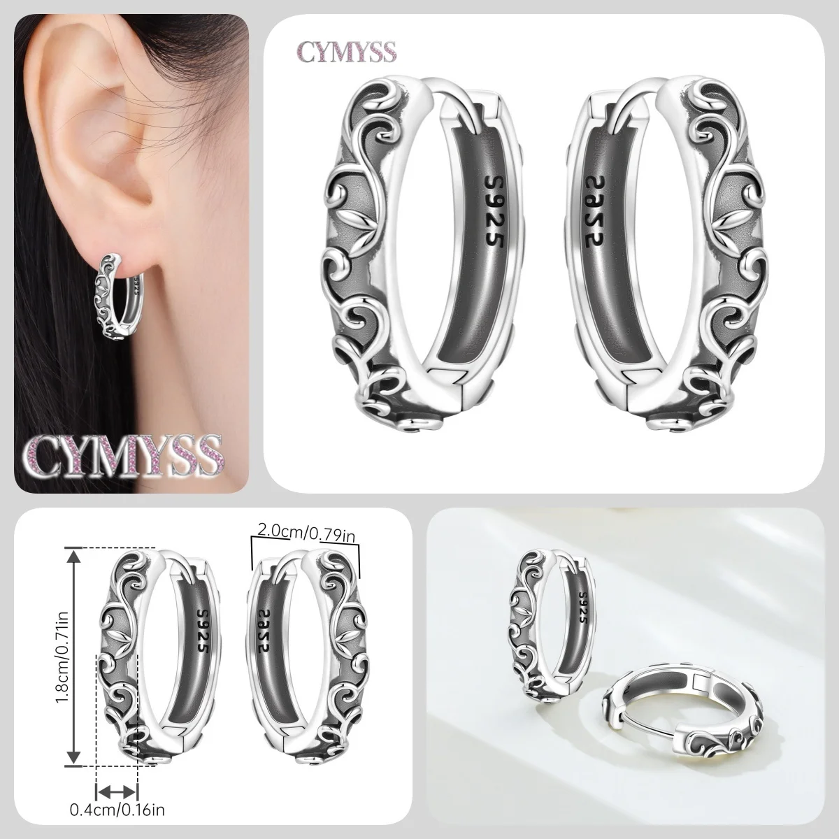Heißer Verkauf 2026 Original 925 Sterling Silber Türkis Zirkon Blaue Blumen Ohrringe Schmuck Creolen Damen Party Trendige Geschenke – Detail 39